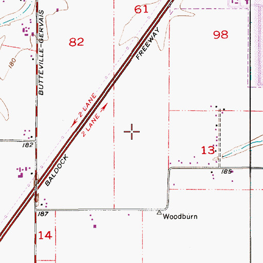 Topographic Map of Burlingham Park, OR