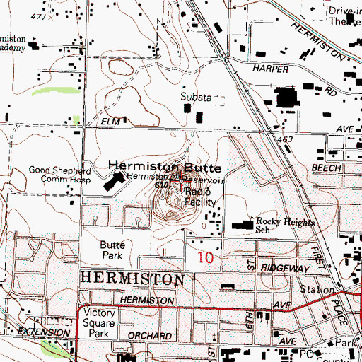 Topographic Map of Butte Park, OR