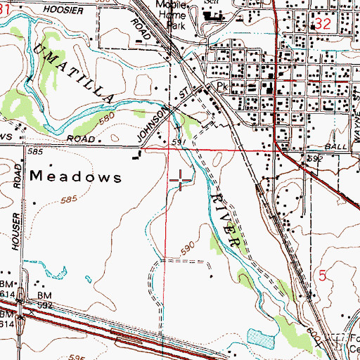 Topographic Map of Coe Street Park, OR