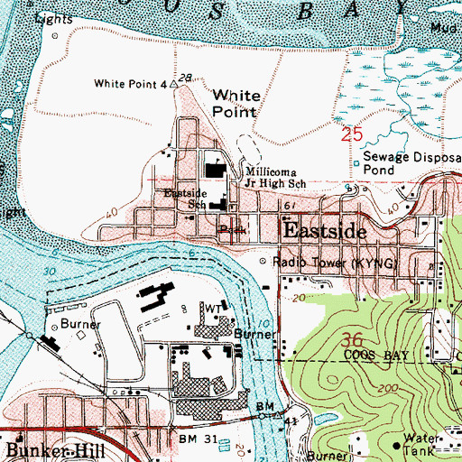 Topographic Map of Eastside Park, OR