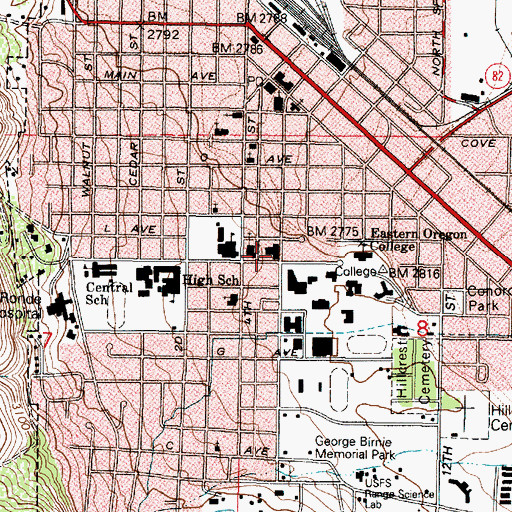 Topographic Map of La Grande Police Department, OR