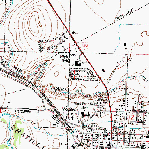 Topographic Map of Stanfield Heights Park, OR