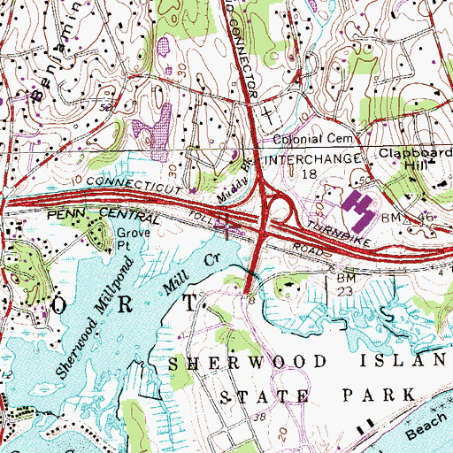 Topographic Map of Muddy Brook, CT