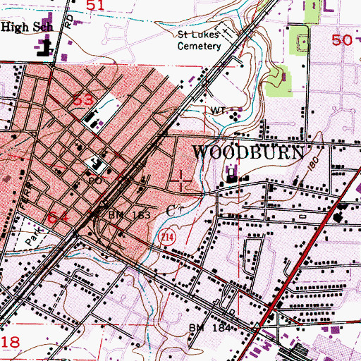 Topographic Map of Wyffle Park, OR