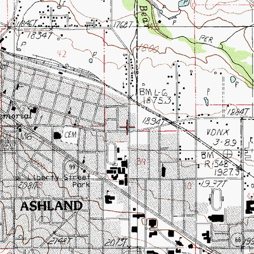 Topographic Map of Ashland Police Department, OR