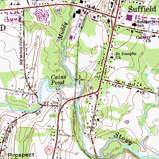 Topographic Map of Muddy Brook, CT