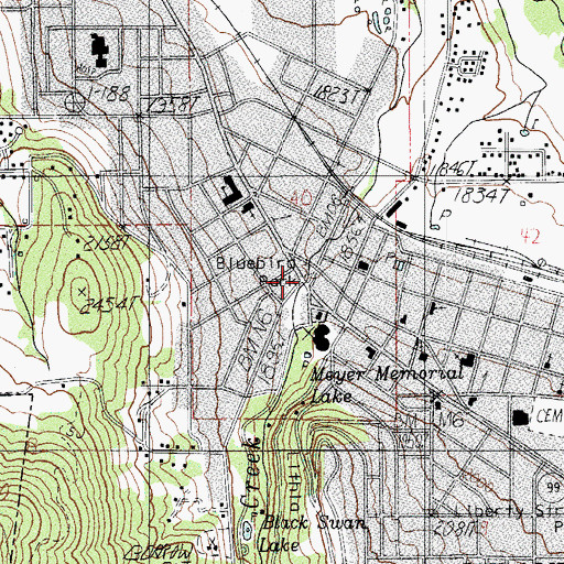 Topographic Map of Bluebird Park, OR