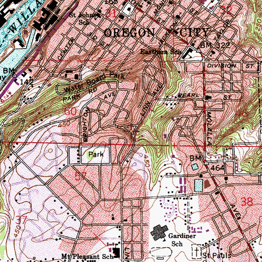 Topographic Map of Chapman and Linn Park, OR