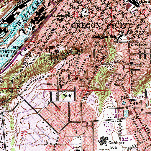 Topographic Map of Dement Park, OR