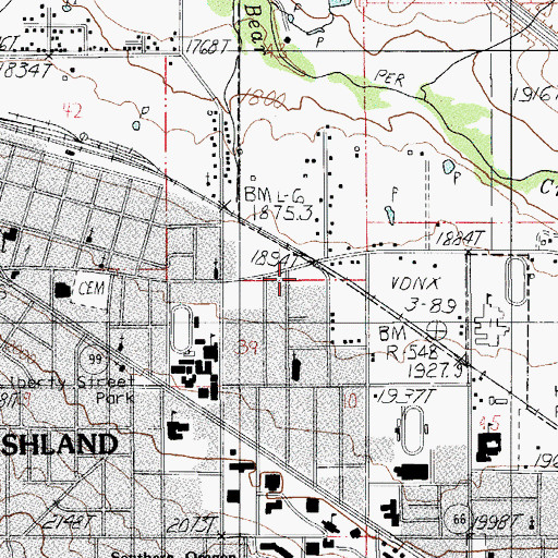 Topographic Map of Garfield Park, OR