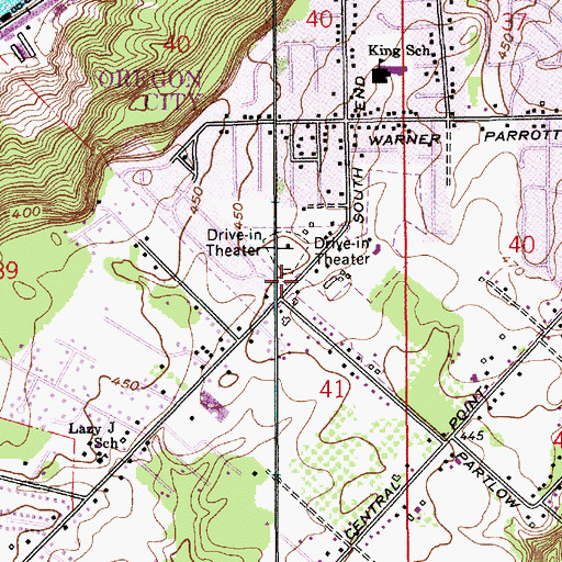 Topographic Map of Oak Tree Park, OR