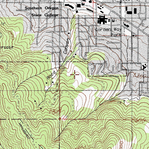 Topographic Map of Southern Oregon University Nat, OR