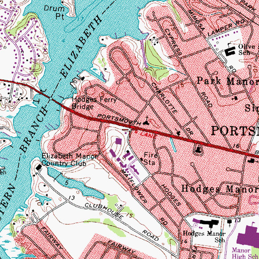 Topographic Map of Manor Village Shopping Center, VA