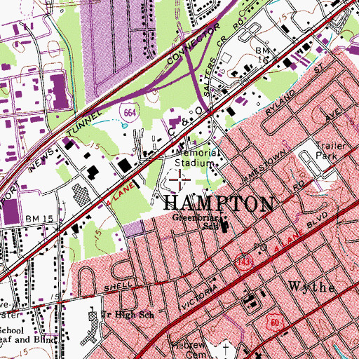Topographic Map of Memorial Stadium, VA