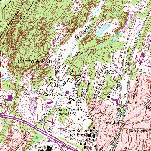Topographic Map of Mule Well Field, CT
