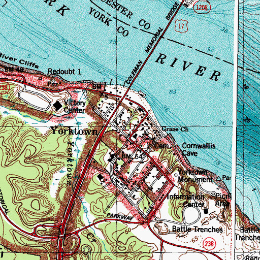 Topographic Map of York County Public Safety Building, VA
