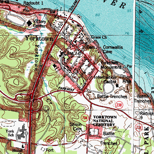 Topographic Map of Yorktown Baptist Church, VA