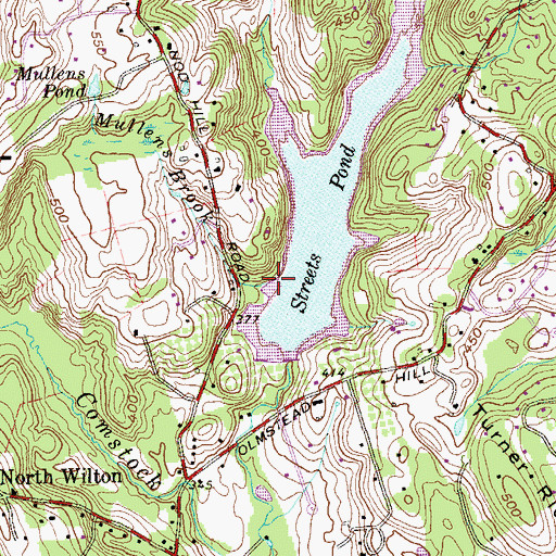 Topographic Map of Mullens Brook, CT