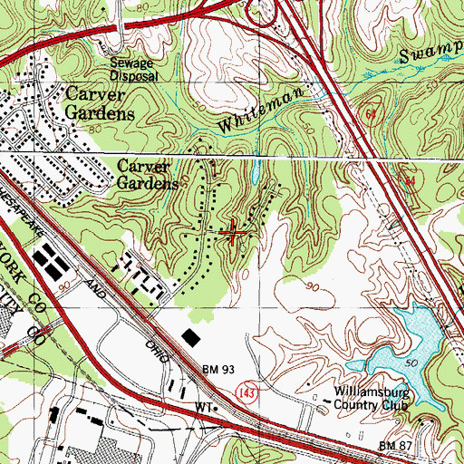 Topographic Map of Country Club Acres, VA
