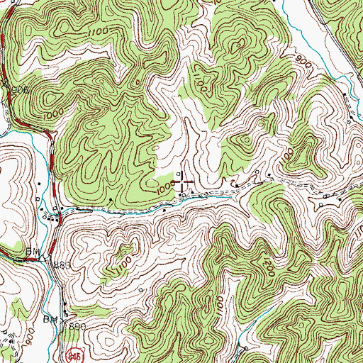 Topographic Map of John Tyler Brewer Cemetery, KY
