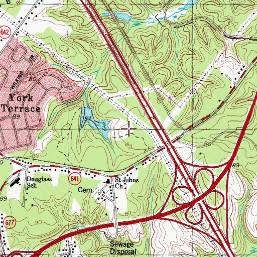 Topographic Map of Busch Industrial Park, VA