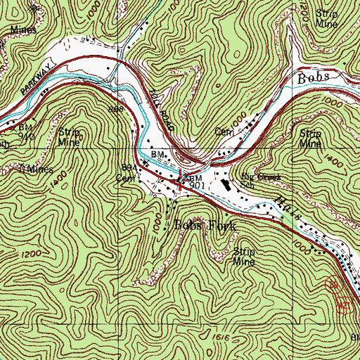Topographic Map of Bobs Fork, KY
