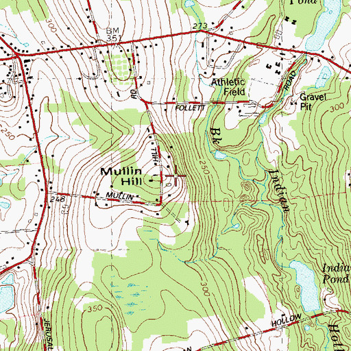 Topographic Map of Mullin Hill, CT