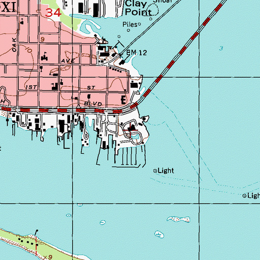 Topographic Map of Coast Guard Air Station Biloxi (historical), MS