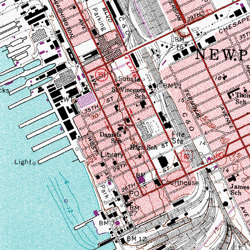 Topographic Map of Saint Vincent De Paul Catholic Church, VA