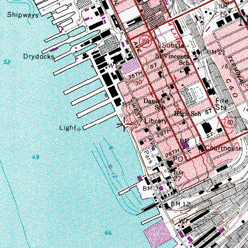 Topographic Map of Pier 1, VA