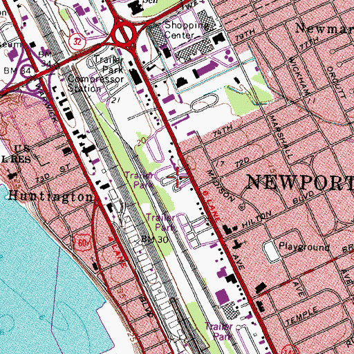 Topographic Map of Davis Mobile Home Park, VA