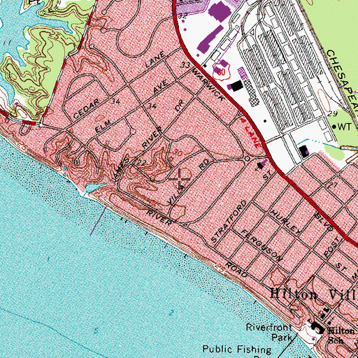 Topographic Map of Warwick on the James, VA