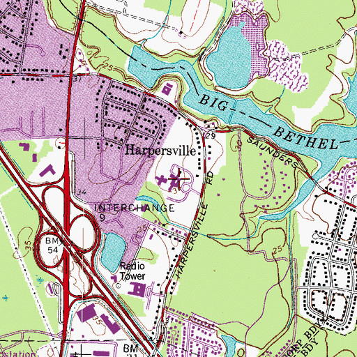 Topographic Map of Newport News Baptist Home, VA
