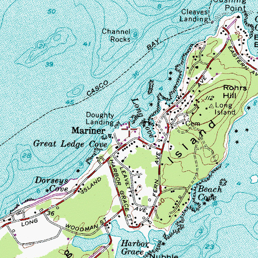 Topographic Map of Casco Bay Naval Auxiliary Air Facility (historical), ME