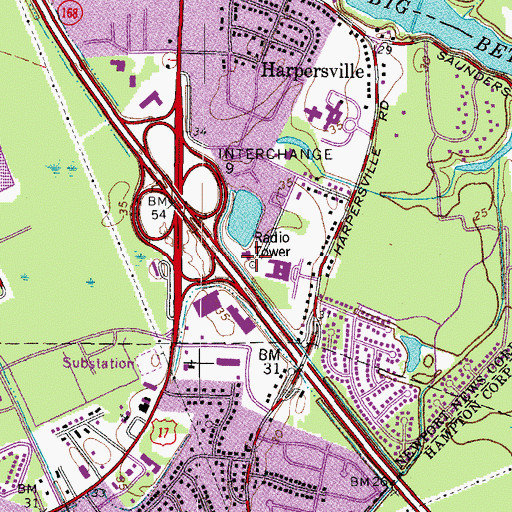 Topographic Map of Lakeside Church, VA
