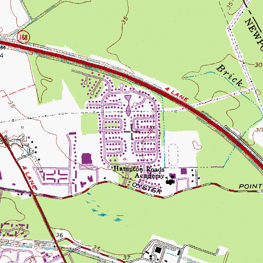 Topographic Map of Village Green, VA