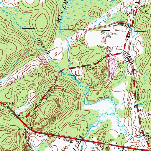 Topographic Map of Munson Brook, CT