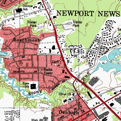 Topographic Map of Potters Field Park, VA