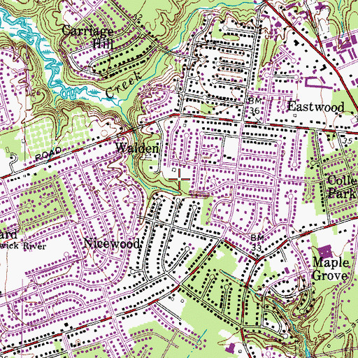 Topographic Map of Nicewood Park, VA