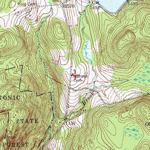 Topographic Map of Munson Cemetery, CT