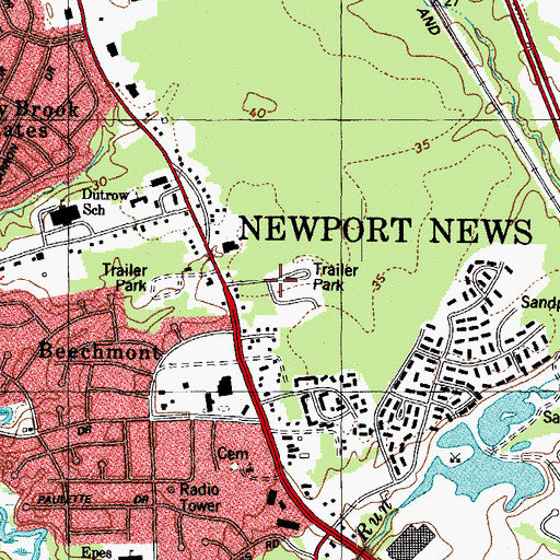 Topographic Map of Pauls Trailer Park, VA
