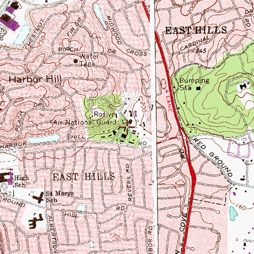 Topographic Map of Roslyn Air Force Station (historical), NY