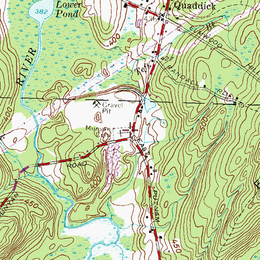 Topographic Map of Munyan Cemetery, CT