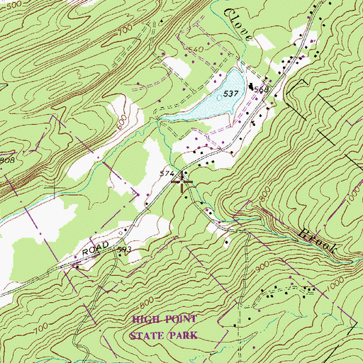 Topographic Map of Clove School (historical), NJ
