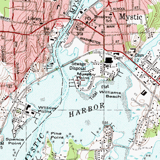 Topographic Map of Murphy Point, CT