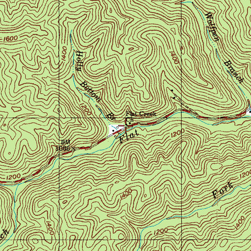 Topographic Map of Flat Creek Church, KY