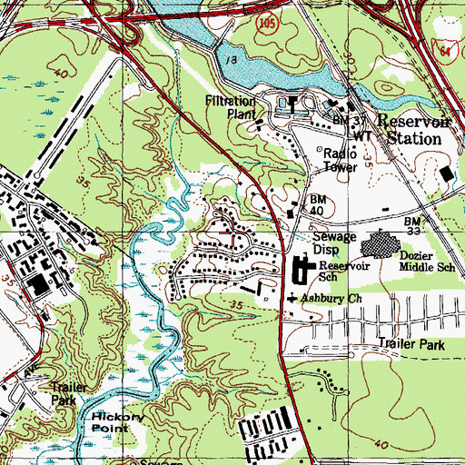 Topographic Map of Merry Oaks, VA