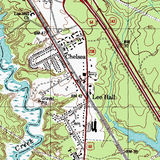 Topographic Map of Lee Hall Station, VA
