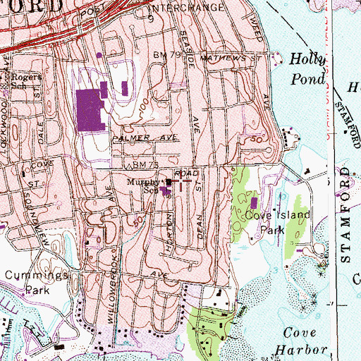 Topographic Map of K T Murphy School, CT