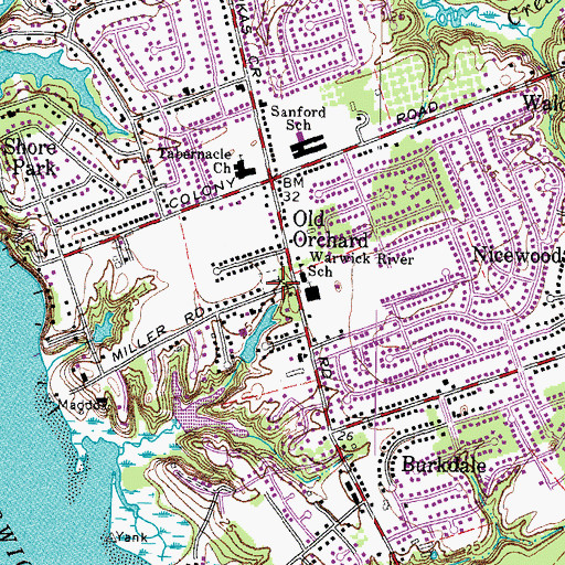 Topographic Map of Warwick River Mennonite Cemetery, VA